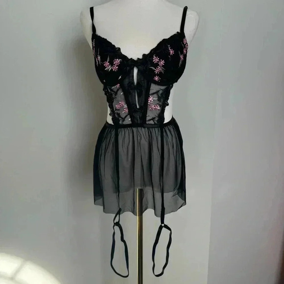 NEW Fairycore coquette goth  lingerie dress floral whimsy - Picture 3 of 7